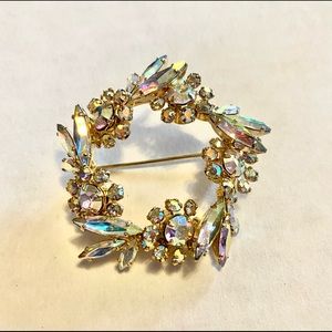 Sherman signed vintage 60s rhinestone brooch